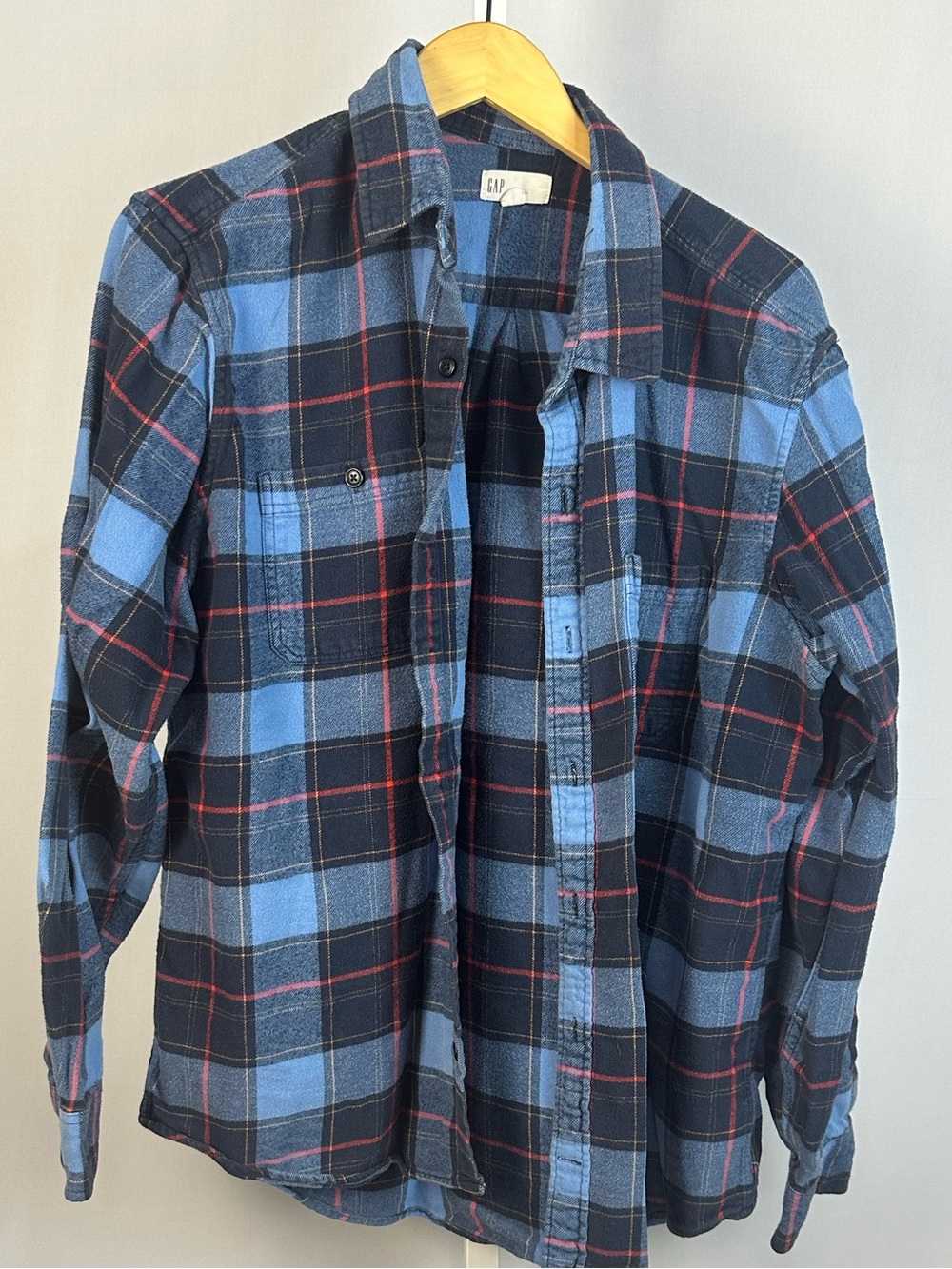 Gap Standard Fit Heritage Blue Plaid Flannel Shirt XL 100% Cotton Button Up